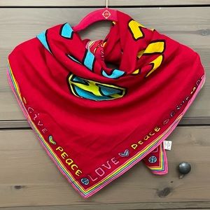 Old Navy Red 'Give Peace Love' Square Scarf